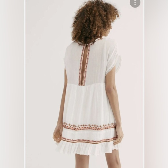 Free People Sunrise Wanderer boho mini dress white XS S - Picture 3 of 7